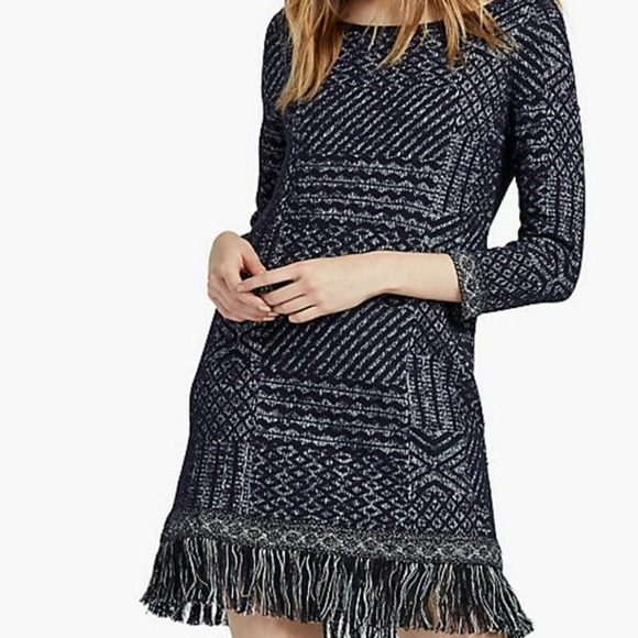Lucky Brand Dresses & Skirts - Lucky Brand Blue Fringe Sweater Dress ~ Medium